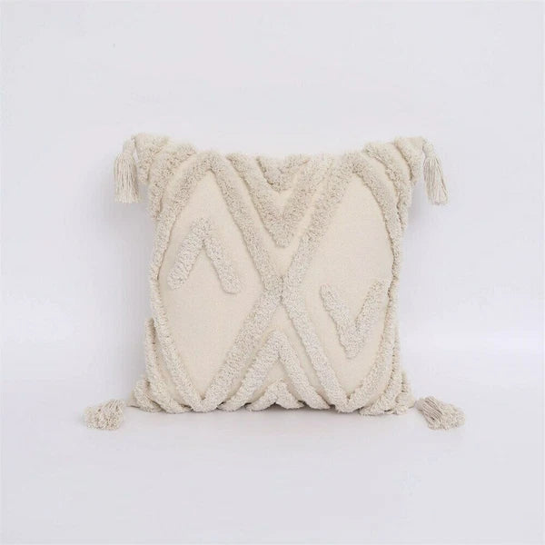 Cushion Cover Moroccan Tufted Tassel Throw Pillow Cover Macrame Pillow Case Sofa