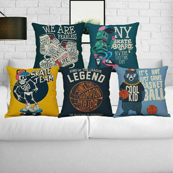 Sofa Cover Waist Cushion Home English Case Decor Alphabet Pillow