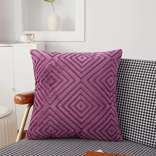 Pillowcase Cushion cover Check pattern Leisure Flocking Home Decoration Sofa #