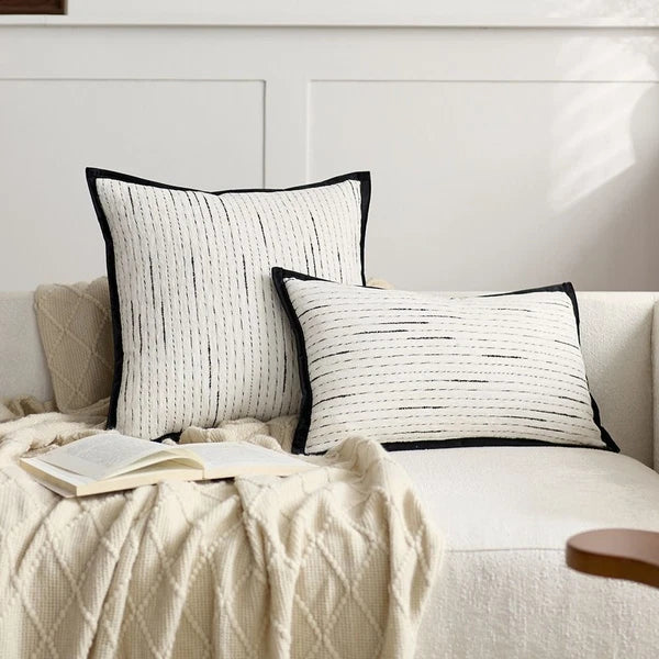 Cushion Cover Striped Jacquard Pillowcase Living Room Sofa With Pillow Covers
