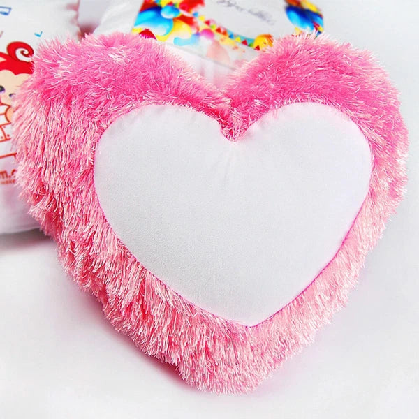 10Pcs Heart Shaped Sublimation Blank Pillow Case Fluffy Home Sofa Decor DIY Gift