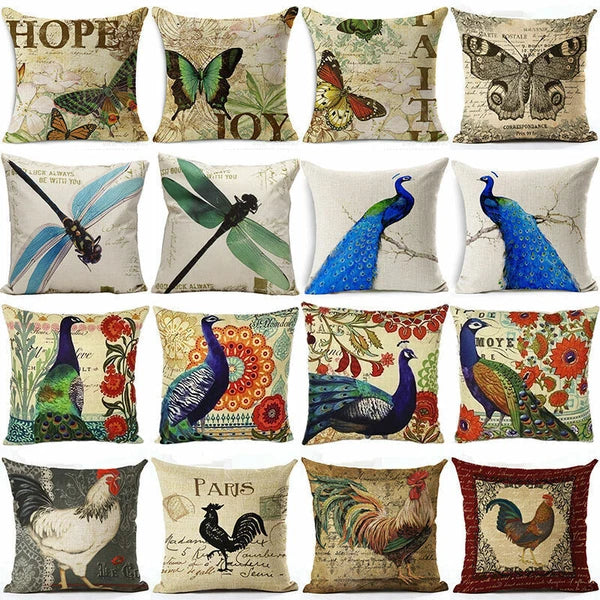 Memory Peacock & Flowers Home Decor Pillow Case Sofa Cushion Cover