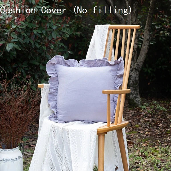 2X Cotton Cushion Cover Home Sofa Bed Living Room Decor Ruffled Solid Soft Multi