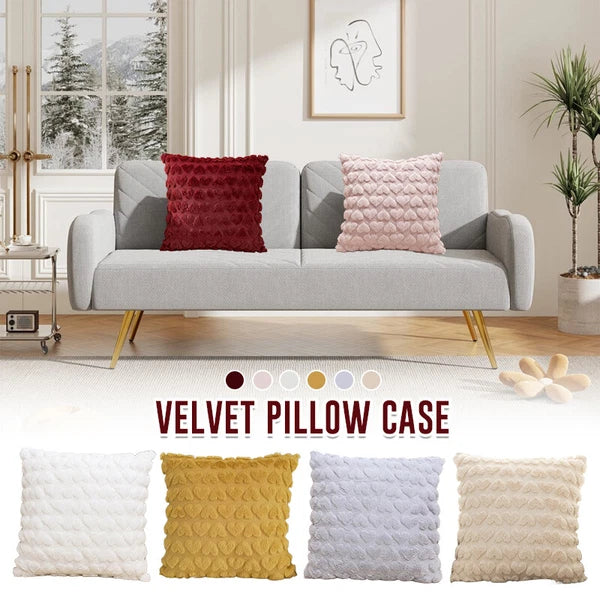 45cm Plush Heart Jacquard Throw Pillow Cover Sofa Car Seat Back Cushion Case