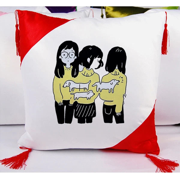 4Pcs 16"x16" Sublimation Blank Throw Pillow Case Cover for Sofa Bed Car Decor