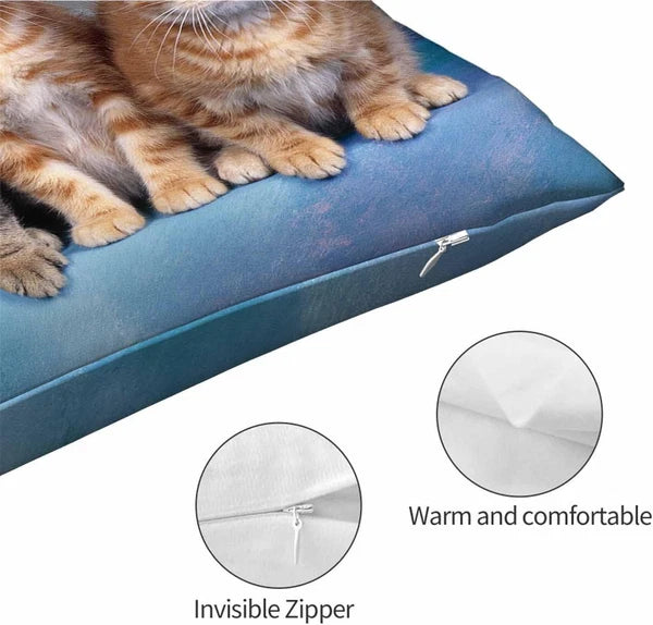 Cushion Cover Cute Kitten Cat,Pillow Case for Bed Couch Sofa Office Decor 20X30