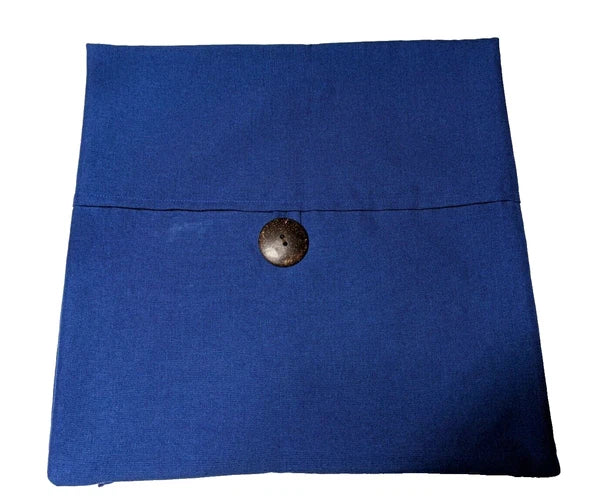 Blue Pillow Cover Pair Button Woven Decorative Zipper  Sofa Bed Home Decor Gift
