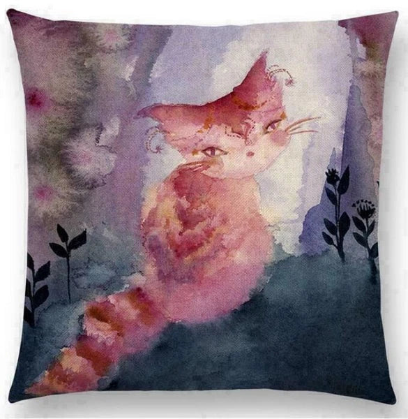 Throw Cushion Decor pillow Linen Case Sofa Fox Cotton Pattern