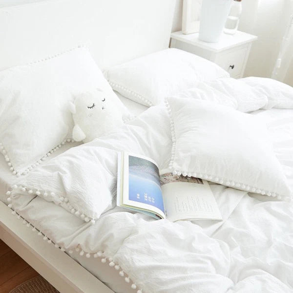 Nordic Style Pom-pom Washed Cotton Pillowcase Throw Pillow Case Sofa Cushion