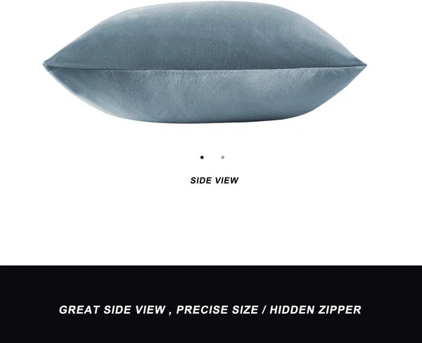2 Pack 18x18 Velvet Pillow Covers, Stone Blue Couch Cushions
