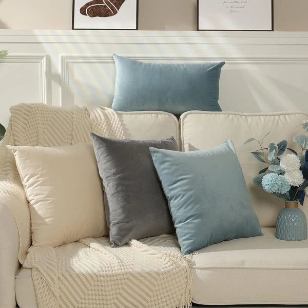 Super Soft Velvet Square Throw Pillow Covers for Bed Couch Sofa Bench, 18 X 18