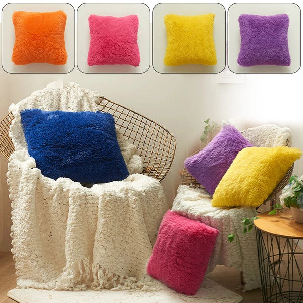 17" Fluffy Faux Fur Shaggy Pillow Case Plush Cushion Cover Sofa Bed Home Decor