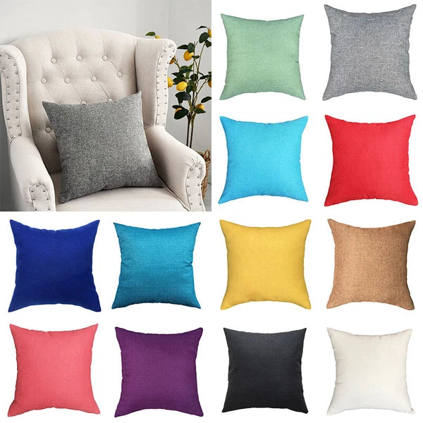 New 16*16" Plain Linen Cushion Cover Pillow Cases Home Sofa Decor Multicolor