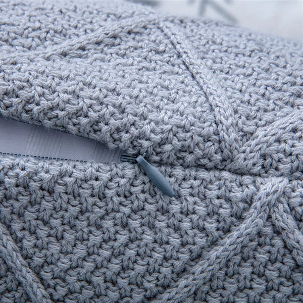 18'' Gray Knitted Sofa Bed Pillow Case Waist Cushion Covers Home Office Decor