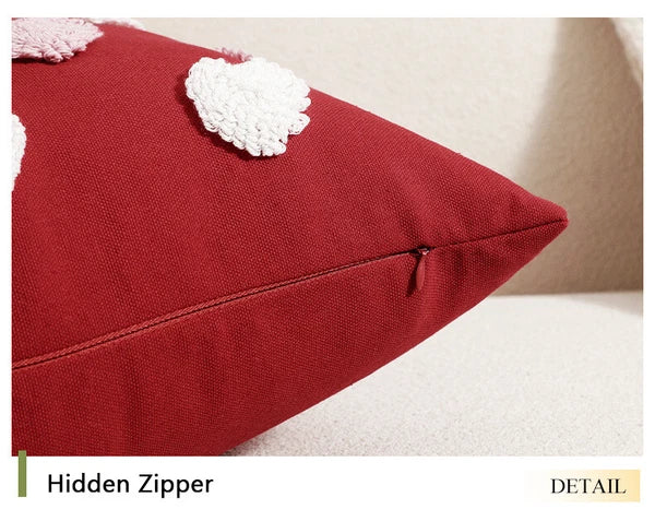Embroidered Love Heart Cushion Cover Tufted Pillow Case Bed Sofa Home Decoration