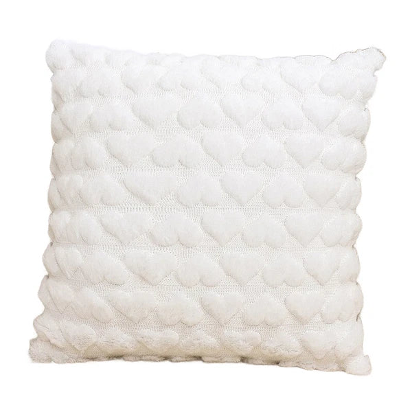45cm Plush Heart Jacquard Throw Pillow Cover Sofa Car Seat Back Cushion Case