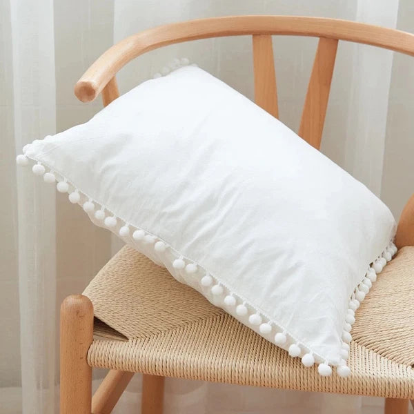 Nordic Style Pom-pom Washed Cotton Pillowcase Throw Pillow Case Sofa Cushion
