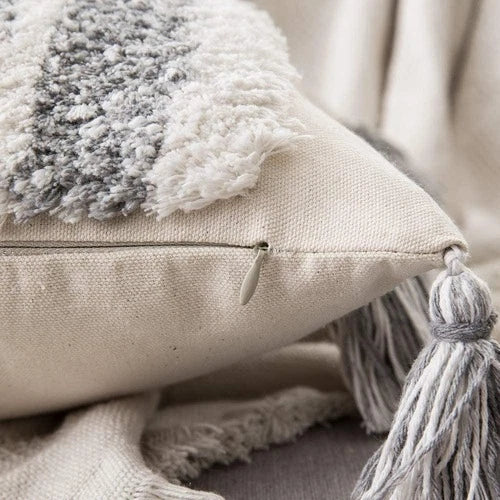 Cushion Cover Moroccan Tufted Tassel Throw Pillow Cover Macrame Pillow Case Sofa