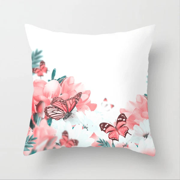 BUTTERFLY FLOWER POLYESTER CUSHION COVER PILLOW CASE HOME SOFA DECOR 45X45 UK