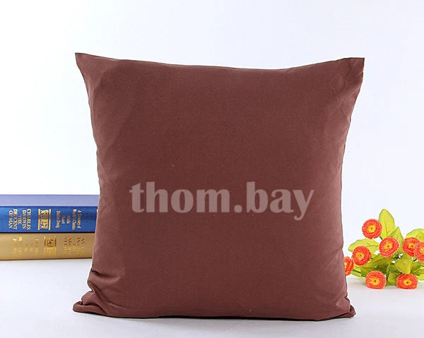 Plain Fluffy Classic Comfy Cushion Cover Cotton Linen Throw Pillow Case Bed Sofa