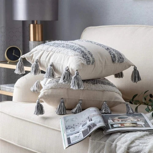 Cushion Cover Moroccan Tufted Tassel Throw Pillow Cover Macrame Pillow Case Sofa