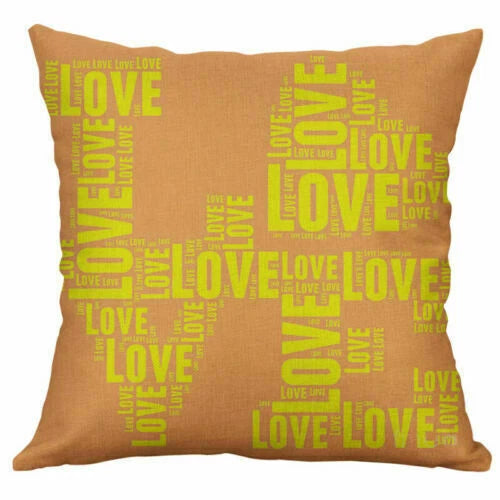 Love Letter Cover Pillow Case Print Home Cushion Cotton 18" Decor Sofa