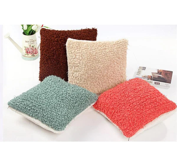 Plain Fluffy Classic Comfy Cushion Cover Cotton Linen Throw Pillow Case Bed Sofa