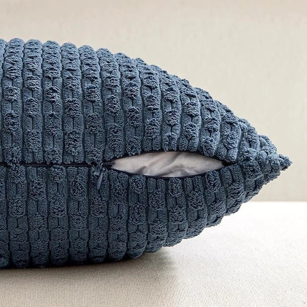 Corduroy Throw Pillowcase Set of 2 Soft Decorative Cushion Covers for Sofa Navy