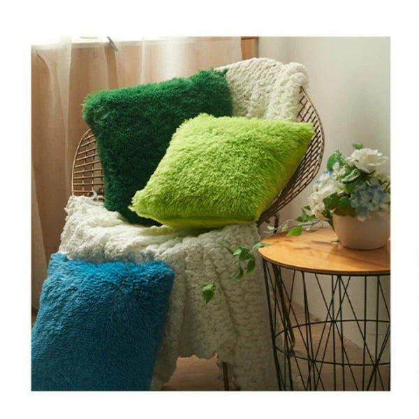 17" Fluffy Faux Fur Shaggy Pillow Case Plush Cushion Cover Sofa Bed Home Decor