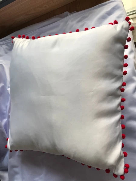 10Pcs Sublimation Blank Throw Pillow Covers Sofa Cushion Cases with Ball 16"x16"