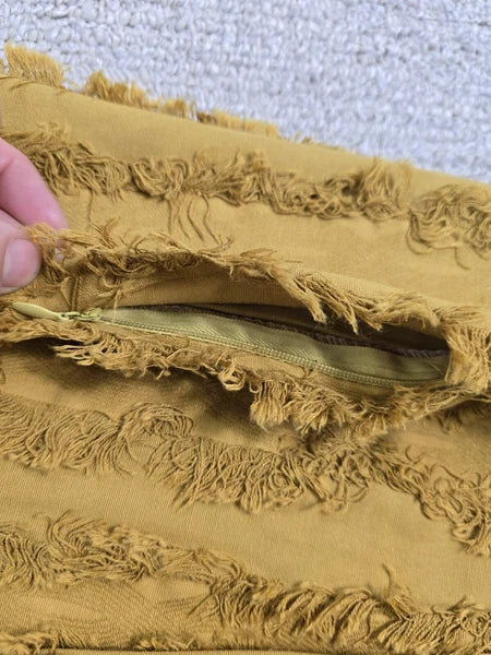 Fringe Yellow 12x19 Cushion Throw Cover Pillow Case Bed Chair Couch Decor Zip