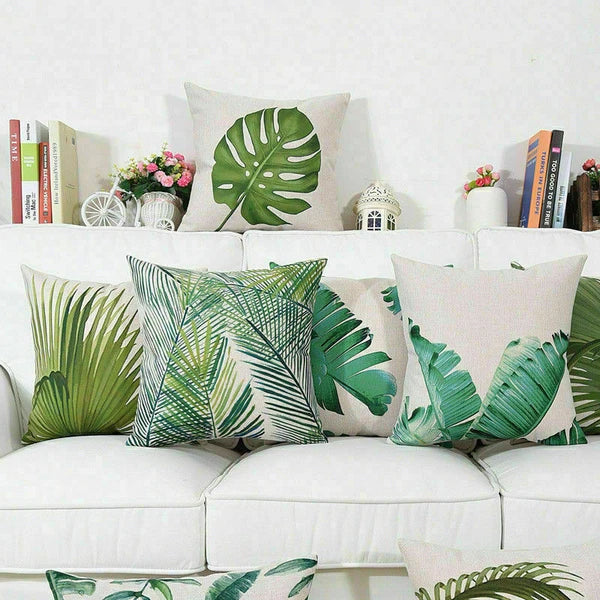 Decor Cushion Sofa Leaf Cover  Waist Home Green Car Case 18"