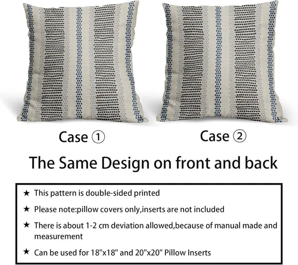 Black Blue Pillowcases, Bohemian Rustic Cushion Covers Decorating Sofa Bed