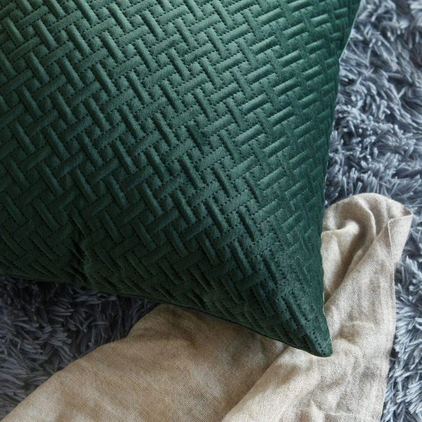 Set of 2, Decorative Velvet Bed Throw Pillow Case, Sofa Soft Quilted Pattern,...