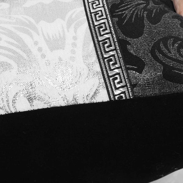 Soft Throw Pillow Case for Sofa Decorative Cushion Cover Room, Black & Silver