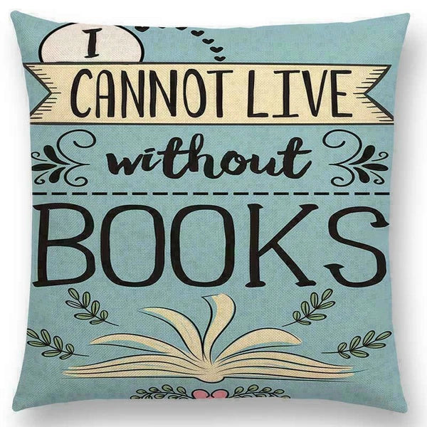Pillow Series Sofa Letters Cushion Case Books Read Decorative Cover Study Time