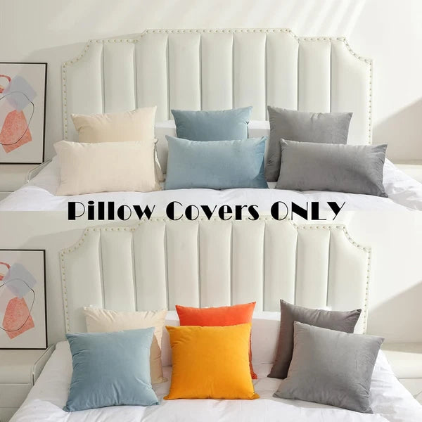 Super Soft Velvet Square Throw Pillow Covers for Bed Couch Sofa Bench, 18 X 18