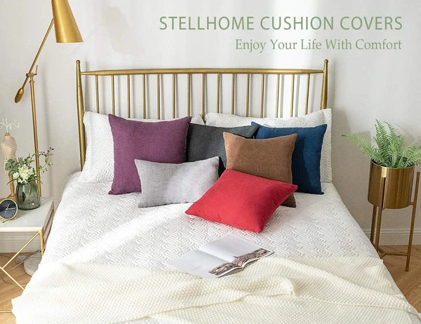 Pack of 2 Lumbar Throw Pillow Covers Rectangle Set Solid Pillowcase for Bed C...