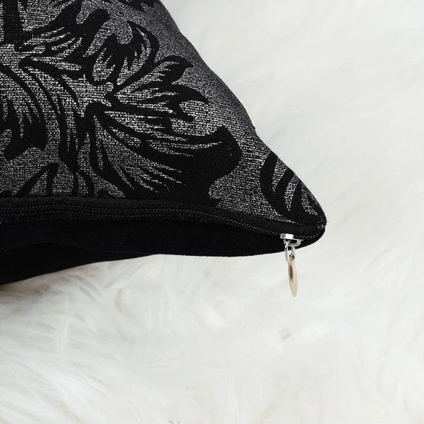 Soft Throw Pillow Case for Sofa Decorative Cushion Cover Room, Black & Silver