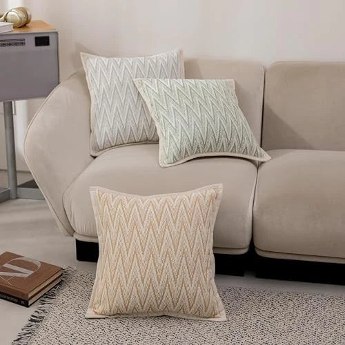 2 Pack Pillow Cover Decorative 18 x 18 inch Pillow Cases for Sofa Bed Beige