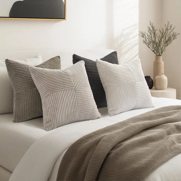 Topfinel Decorative Neutral Gray Throw Pillow Covers for Couch,Boho Cozy Soft Cu