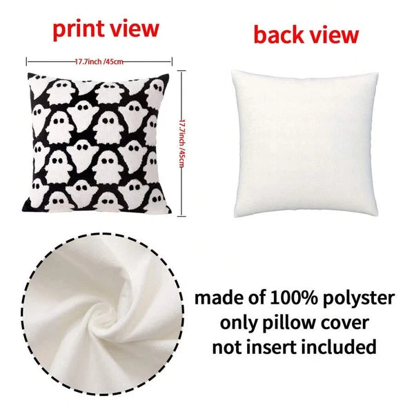 4pcs Halloween Pillow Case 18"X18" Black White Decorative Cushion Cover for Home
