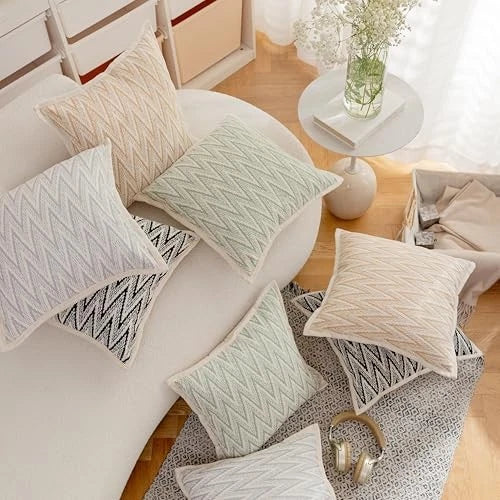 2 Pack Pillow Cover Decorative 18 x 18 inch Pillow Cases for Sofa Bed Beige