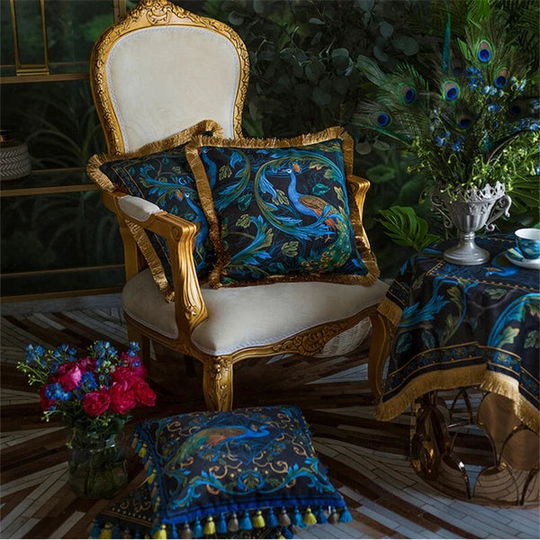 Luxury 18x18in Royal Peacock Velvet Throw Pillow Covers Sofa Bed Cushion Covers