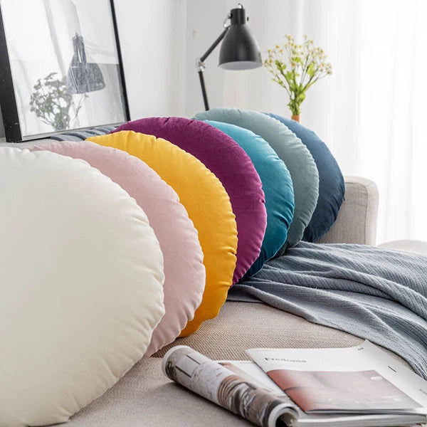 45cm Solid Color Round Cushion Cover Soft Velvet Pillowcase Sofa Bed Decor.