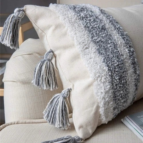 Cushion Cover Moroccan Tufted Tassel Throw Pillow Cover Macrame Pillow Case Sofa