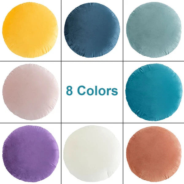 45cm Solid Color Round Cushion Cover Soft Velvet Pillowcase Sofa Bed Decor Props
