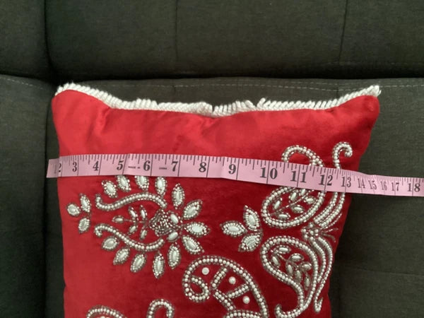 Blinged Cover Throw Sofa Bed Pillow Faux Pearls Diamonds Beads Pillowcase