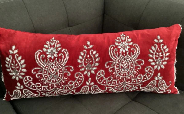 Blinged Cover Throw Sofa Bed Pillow Faux Pearls Diamonds Beads Pillowcase