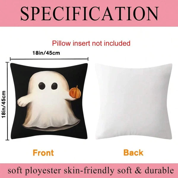 4pcs Halloween Pillow Case 18"X18" Black White Decorative Cushion Cover for Home